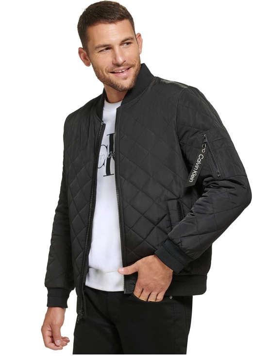 Calvin Klein Other - Calvin Klein Men's Quilted Baseball Jacket with Rib-Knit Trim in Black XXL